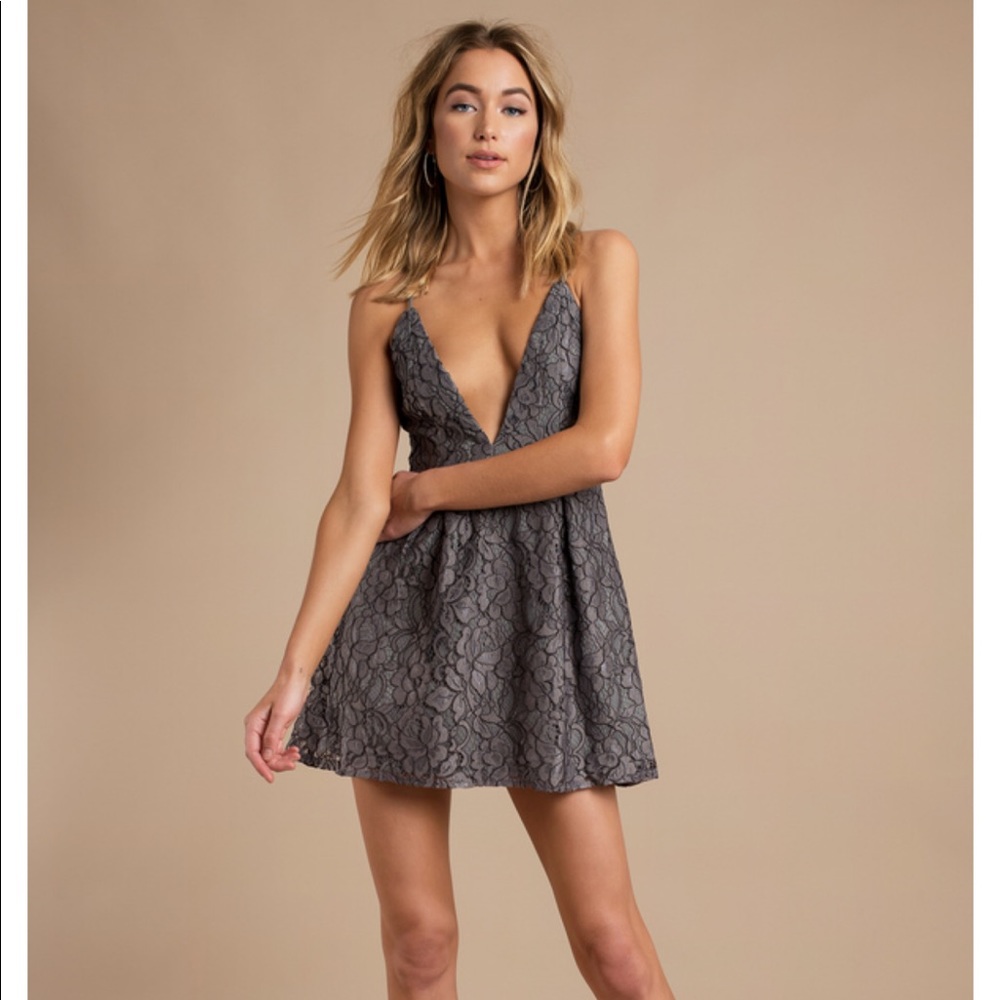Tobi HAILEY TEAL SKATER LACE DRESS